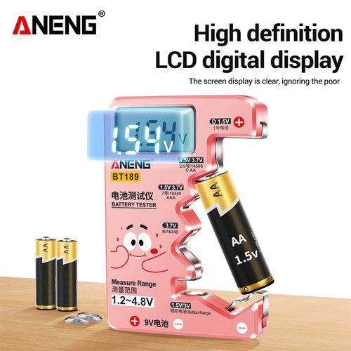 Aneng BT189 Digital Battery Tester LCD Display 9V 1.5V Universal Ori