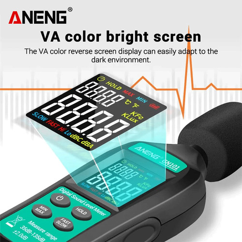 Aneng GN101 Digital Noise Meter Measurement 35-135 db Monitor Logger