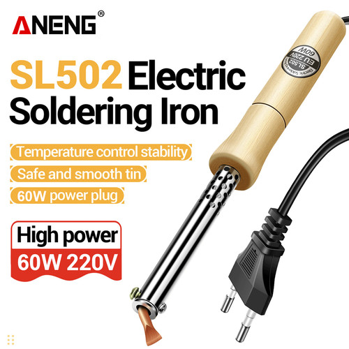 Aneng SL502 Solder Listrik Wooden Handle Electric Soldering Iron 60W Repair Tools Electric