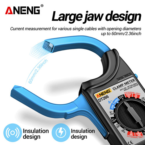 Aneng DT266 LCD 1999 Count Digital Clamp Meter AC Current Large Resistance