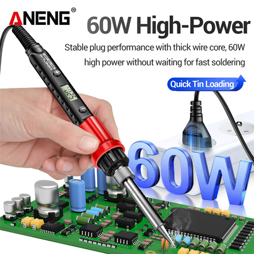 Aneng SL105 60W Digital Soldering Iron Kit Repair Soldering Tool Electric Soldering Iron Temperature 180-520C