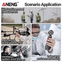 Aneng GN302 Handheld Anemometer 9999 Count Digital 0.4-30.00m/s Wind Speed Meter Temperature