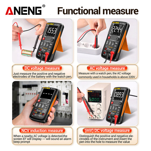 Aneng Q1 Pro Multimeter Digital True RMS 9999 Counts Transistor Capacitor NCV Testers Original
