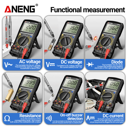 Aneng SZ26 Pro Multitester Closed Angle Measure Repair Multimeter Speed Diode Meter Ohmer Car Tester