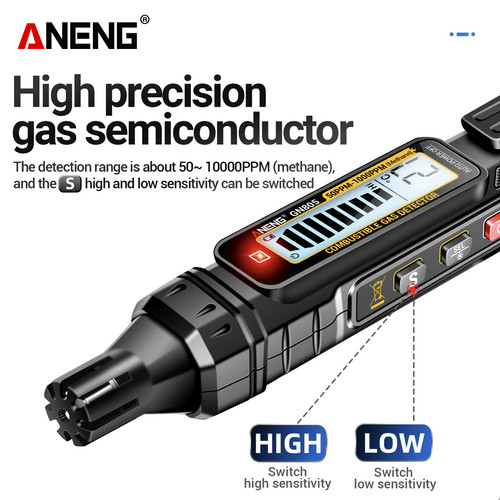 Aneng GN805 Combustible Gas Leak Detector 50~1000PPM Sound Alarm Gas-sensitive Semi-Conduct Detector