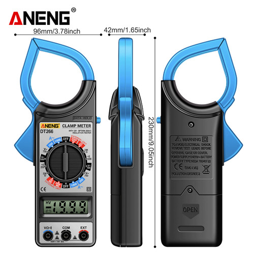 Aneng DT266 LCD 1999 Count Digital Clamp Meter AC Current Large Resistance