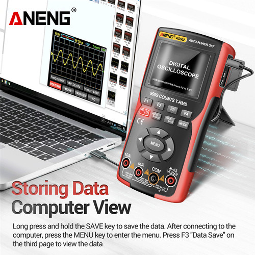 Aneng AOS02 Digital Oscilloscope Transistor Test Multimeter 48MS/s Sampling Rate 10MHZ Analog Bandwidth Support Waveform Storage