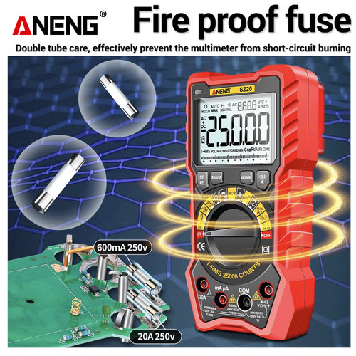 Aneng SZ20 25000 Counts Multimeter Smart Manual Range Meter NCV AC DC Ohm Hz Tester Tools Original