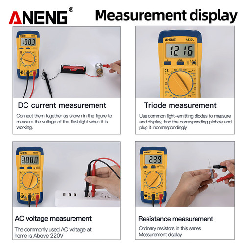 Aneng A830L Digital Multitester AC DC Volt Buzzer Backlight Original