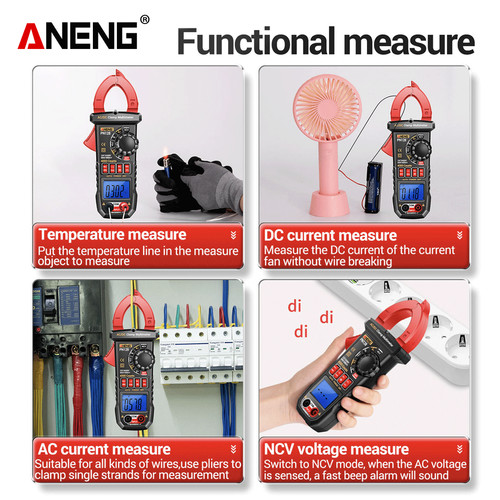 Aneng PN128 Digital Clamp Meter AC Current NCV Multimeter Ammeter Ori