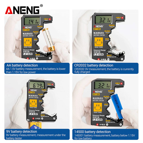Aneng BT189 Button Cell Battery Tester 9V N D C AA AAA Universal Ori