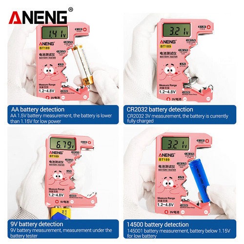 Aneng BT189 Digital Battery Tester LCD Display 9V 1.5V Universal Ori