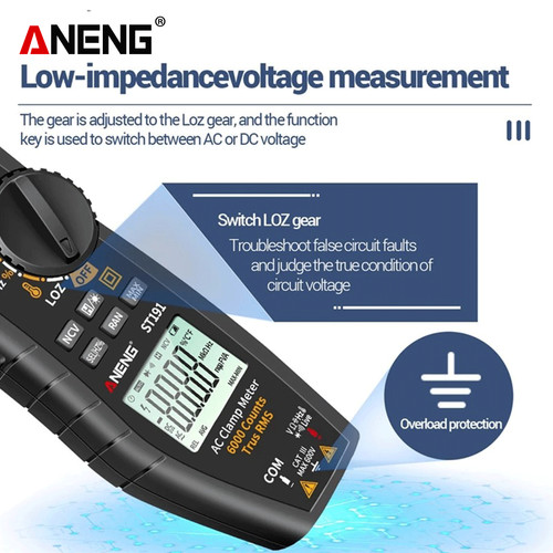 Aneng ST191 Digital Clamp Meter AC Current 6000 Counts Original