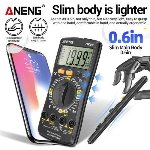 Aneng SZ08 Multimeter Digital UltraThin Storage Voltmeter Original