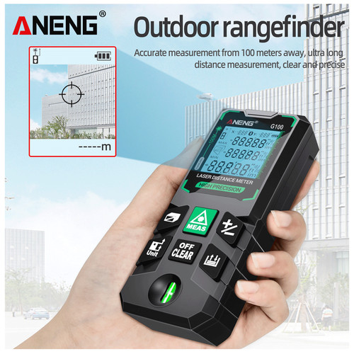 Aneng G100 Green Laser Distance Meter Ruler 0.5~1 Second Flash Test Laser Ruler 100M