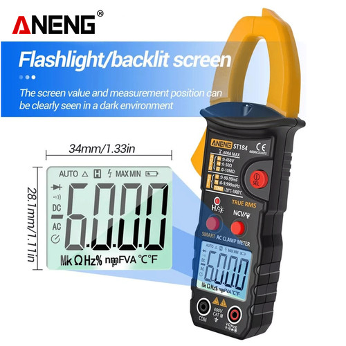Aneng ST184 Digital Clamp Multimeter Tang Ampere with Temperature Ori