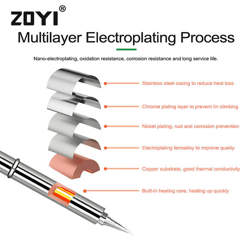 ZOYI ZT-T12-ILS Mata Solder T12 Heating Element Electric Soldering Iron Tip Silver