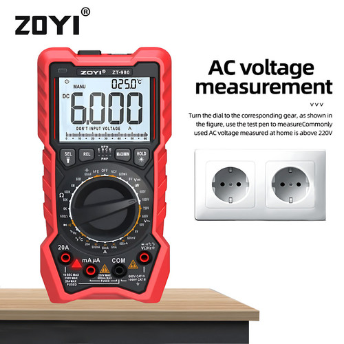 ZOYI ZT-980 Triode HFE Approximation Transistor Digital Multimeter High-precision Auto Range NCV Tester
