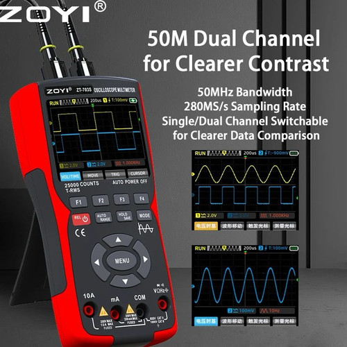 ZOYI ZT703s 2 Channel OSCILLOSCOPE OSILOSKOP Digital Multimeter 50Mhz