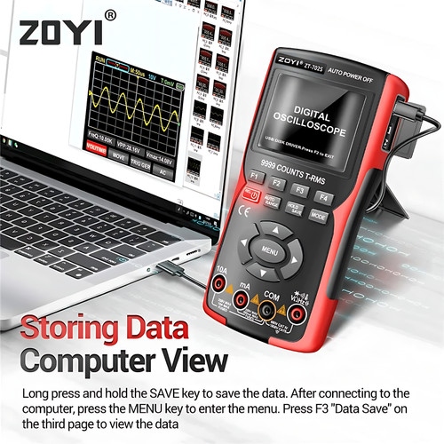 ZOYI ZT-702S Digital Oscilloscope Multimeter 48M/S 10MHZ PC Waveform
