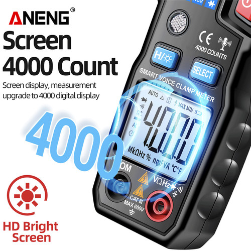 Aneng AT619 Digital Voice Broadcast Multimeter Clamp AC Clamp Meter