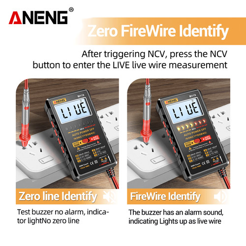 Aneng M119 Portable Digital Multimeter Count 6000 Transistor Original