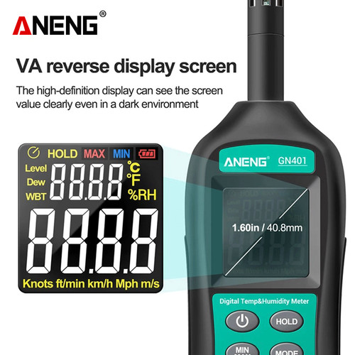 Aneng GN401 Digital Portable Thermometer Hygrometer Gauge Original