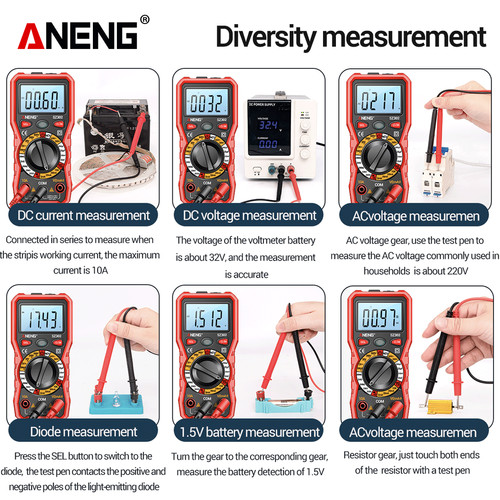 Aneng SZ302 Multimeter Digital AC DC Tester NCV Detektor Original