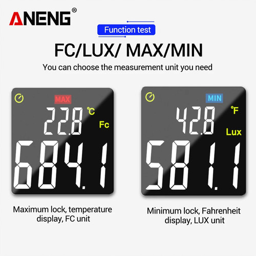 Aneng GN201 Digital Lux Meter 200K Lux Meter Photometer Uv Original