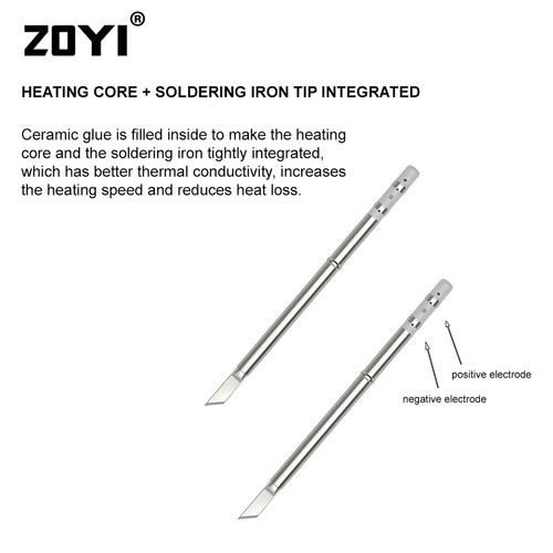 ZOYI ZT-T65-KR Mata Solder T65 Heating Element Electric Soldering Iron Tip Silver