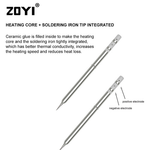 ZOYI ZT-T65-ILS Mata Solder T65 Heating Element Electric Soldering Iron Tip Silver