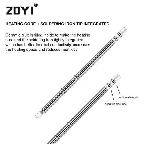 ZOYI ZT-T12-K Mata Solder T12 Heating Element Electric Soldering Iron Tip Silver