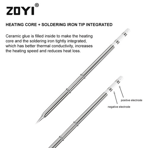 ZOYI ZT-T12-ILS Mata Solder T12 Heating Element Electric Soldering Iron Tip Silver