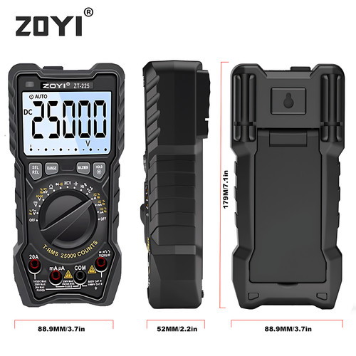 ZOYI ZT-225 Digital Multimeter T-RMS 25000 Counts Continuity Diode