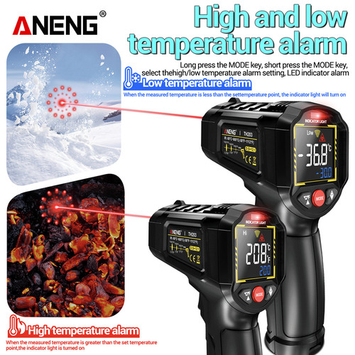 Aneng TH203 Digital Infrared Thermometer -50~600℃ Temperature Meter Non-contact Pyrometer Tester