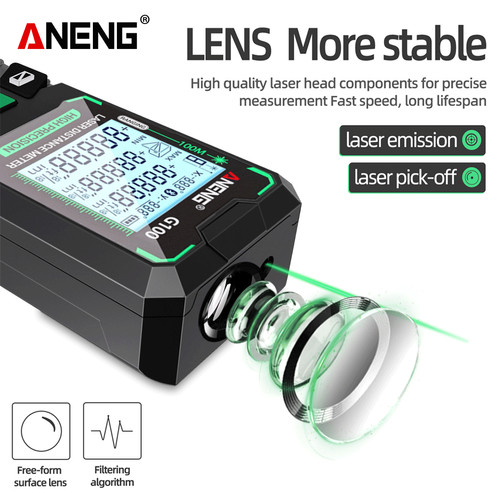 Aneng G100 Green Laser Distance Meter Ruler 0.5~1 Second Flash Test Laser Ruler 100M