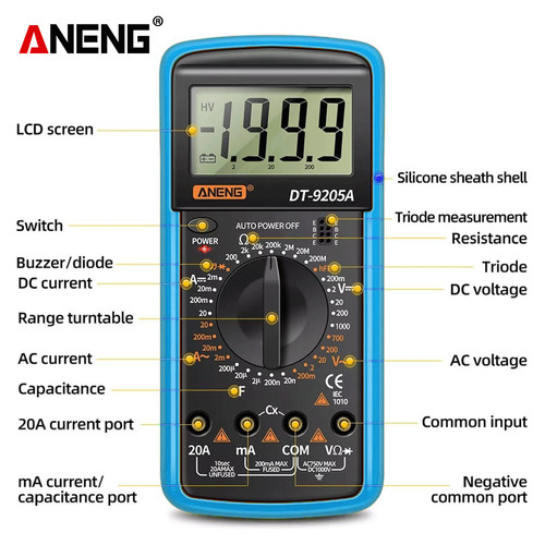 Aneng DT9205A Multimeter Digital Professional Tester Meter Original