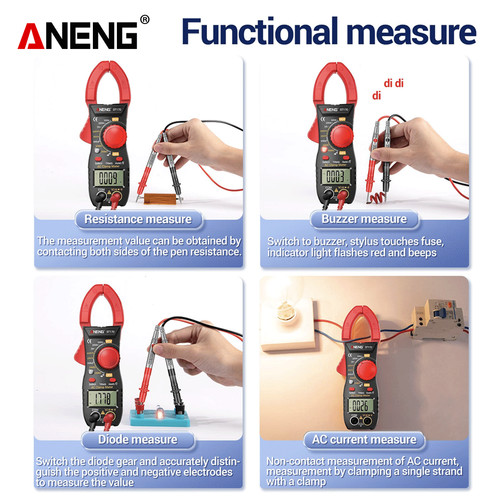 Aneng ST170 Clamp Meter Digital Multimeter 500A AC Current NCV Diode