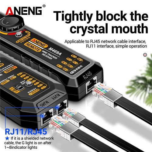 Aneng M469A Smart Network Cable Tester RJ45 RJ11 LAN Cable Tester Ori
