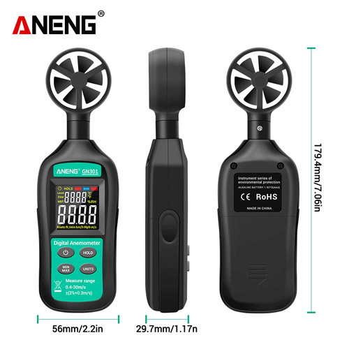 Aneng GN301 Tester Digital Anemometer 0-30 M/s Angin Meter Original