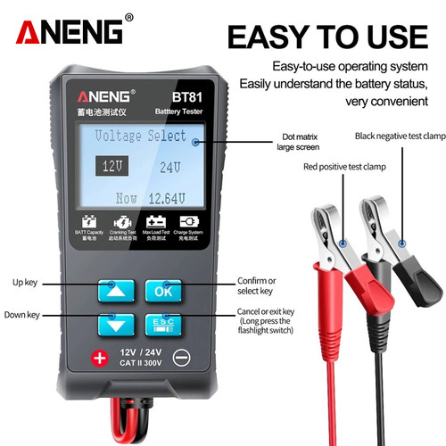 Aneng BT81 Tester Baterai Mobil 12V/24V 100 Hingga 1700CCA Original