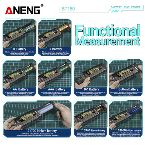 Aneng BT169 Digital Battery Testers Universal Detector Multifunctional Quickly Measure Battery