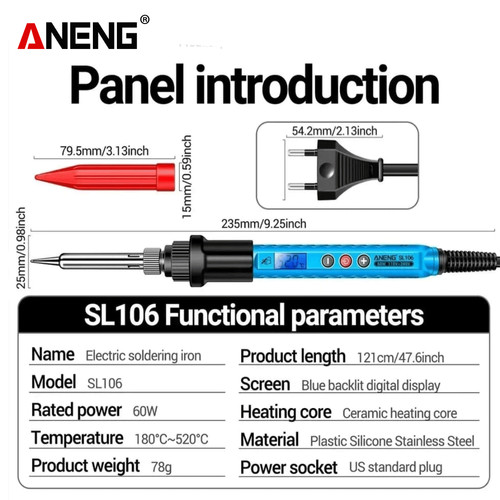 Aneng SL106 Electric Soldering 60W Irons Adjustable Temperature 220V