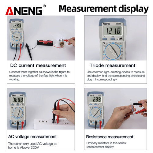 Aneng A830L Profesional Eletric Smart Digital Multimeter Triode Ori
