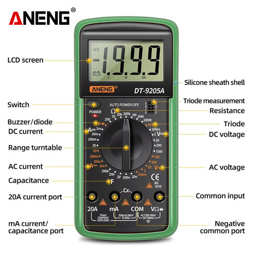 Aneng DT9205A Digital Multimeter Professional Tester Meter Original