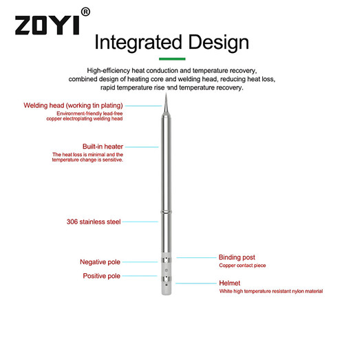 ZOYI ZT-T65-ILS Mata Solder T65 Heating Element Electric Soldering Iron Tip Silver