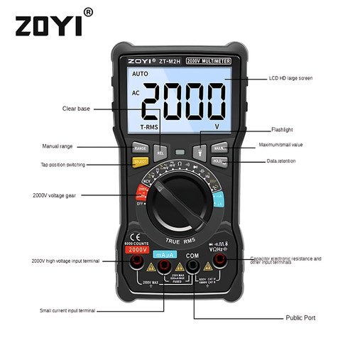 ZOYI ZT-M2H Digital Multimeter 2000v True RMS DC AC Temperature Suhu