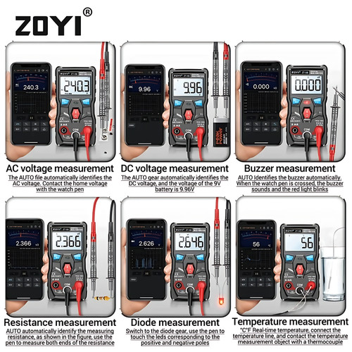 ZOYI ZT-5B Smart Avometer Multitester Multimeter 60MQ 6000uf HZ AC DC