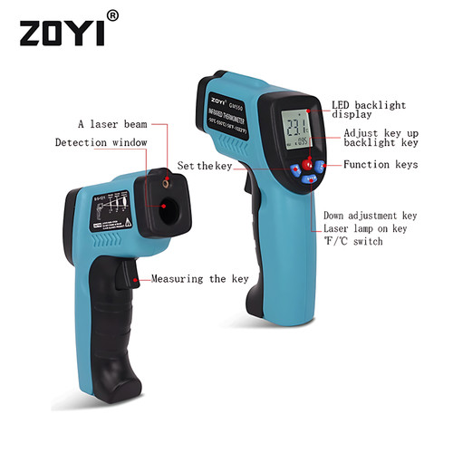 ZOYI GM550 Digital Infrared Thermometer IR Termometer Laser Termo Gun