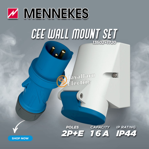 MENNEKES Plug Wall Mount Socket Receptacle Set 2P+E / 3 Pin 16A IP44